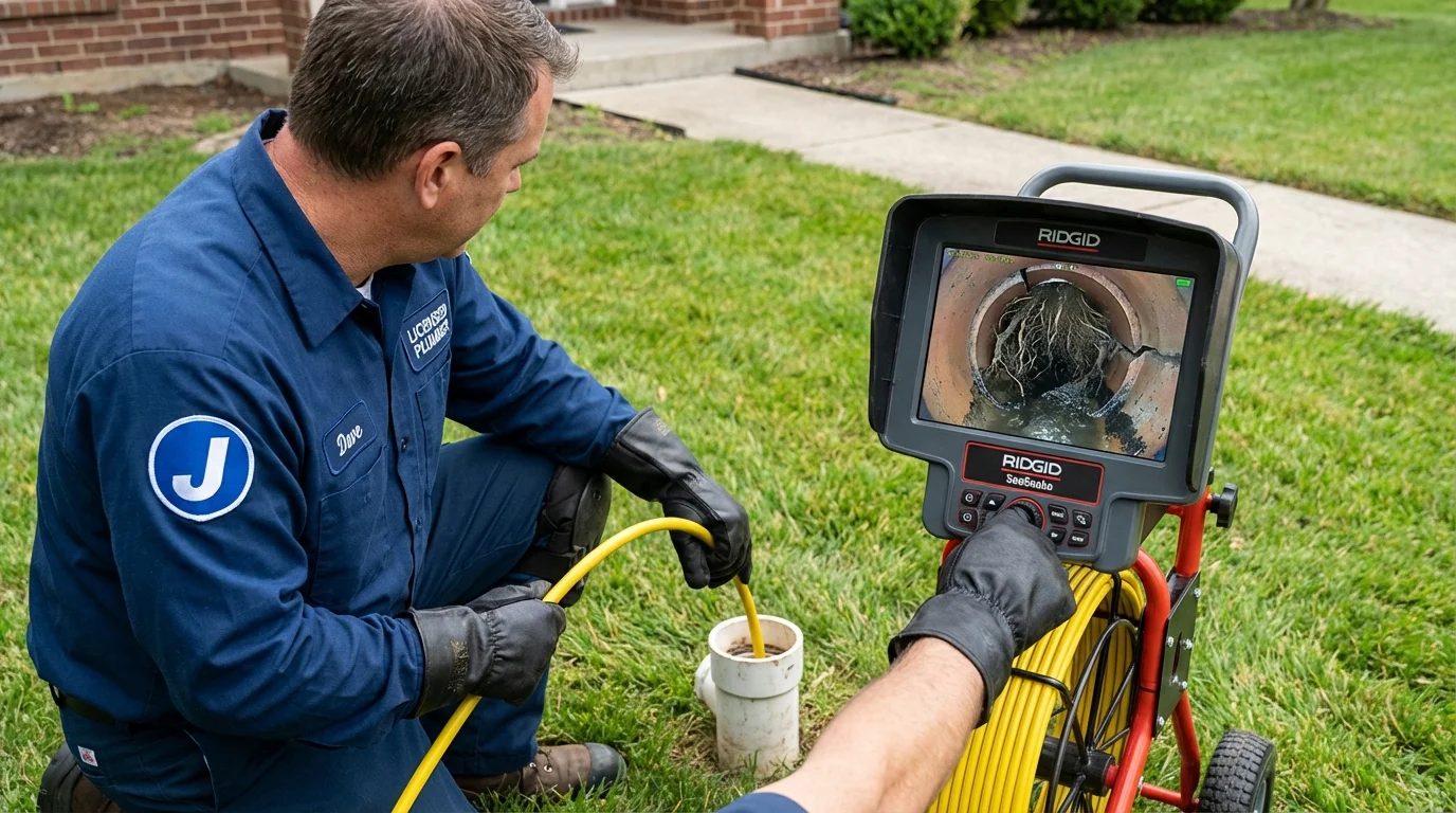 Sewer camera inspection being performed by Johns Plumbing LLC in Gladwin
